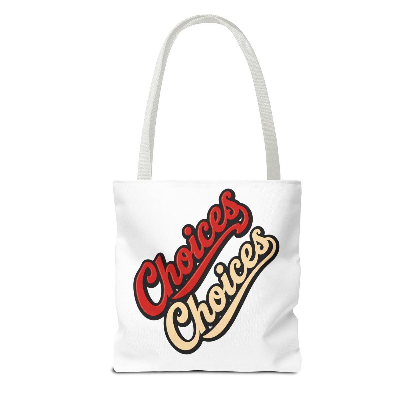 Choices Retro Script Tote Bag — Vintage Two-Tone Typography Canvas Tote