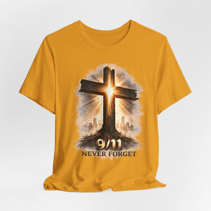 9/11 Never Forget T‑Shirt - Cross Memorial Tee