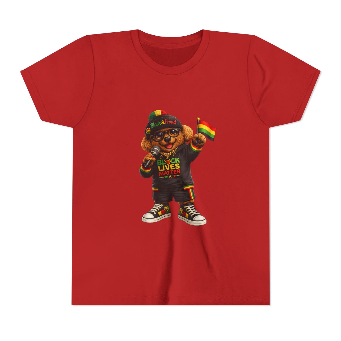 Youth Tee — Kid Bear Black Lives Matter Rasta Flag Shirt