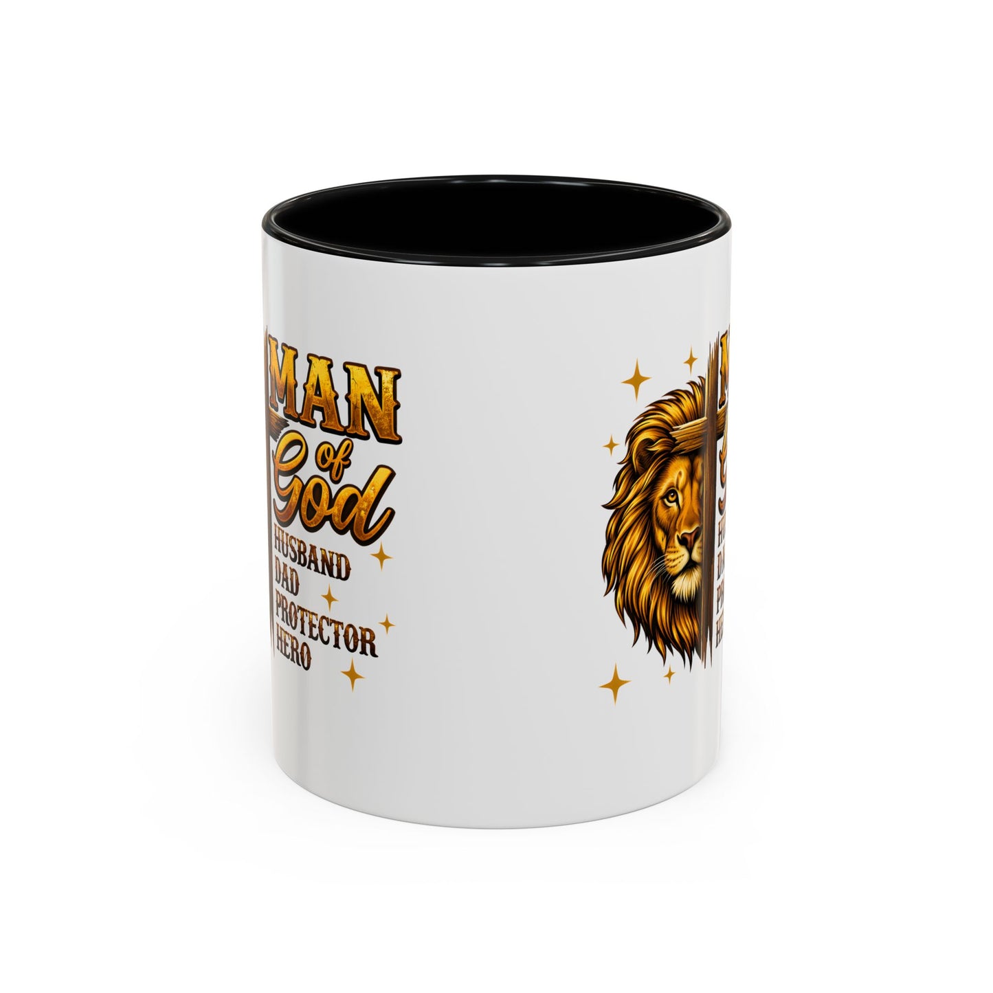 Man of God Lion Coffee Mug — 'Man of God' Religious Gift for Husband, Dad, Protector