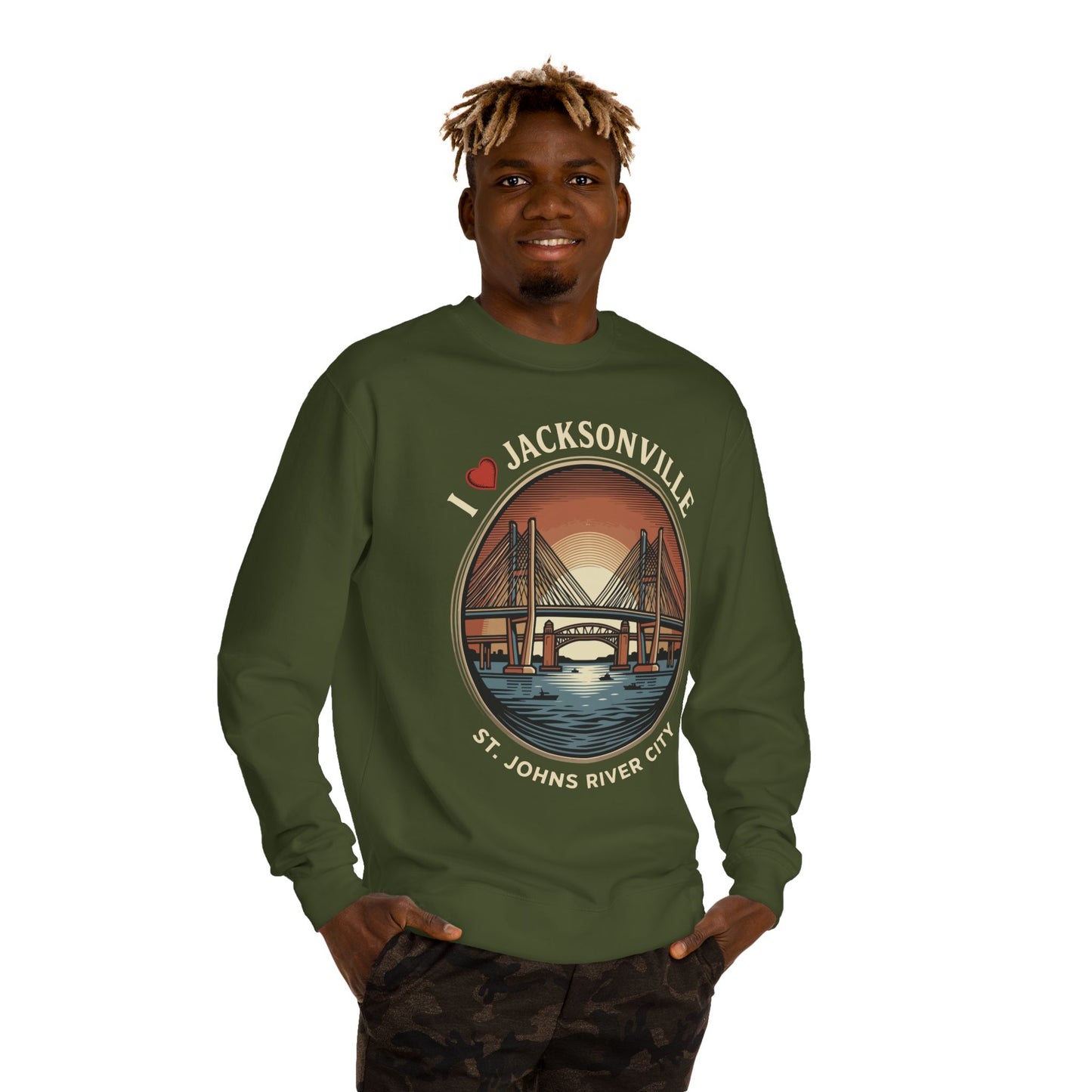 Jacksonville Crewneck Sweatshirt — I  Jacksonville St. Johns River City Graphic