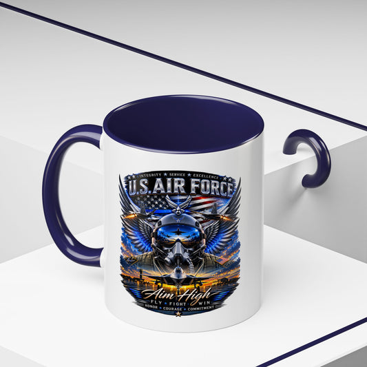 U.S. Air Force Eagle Coffee Mug — "Aim High" Accent 11/15oz