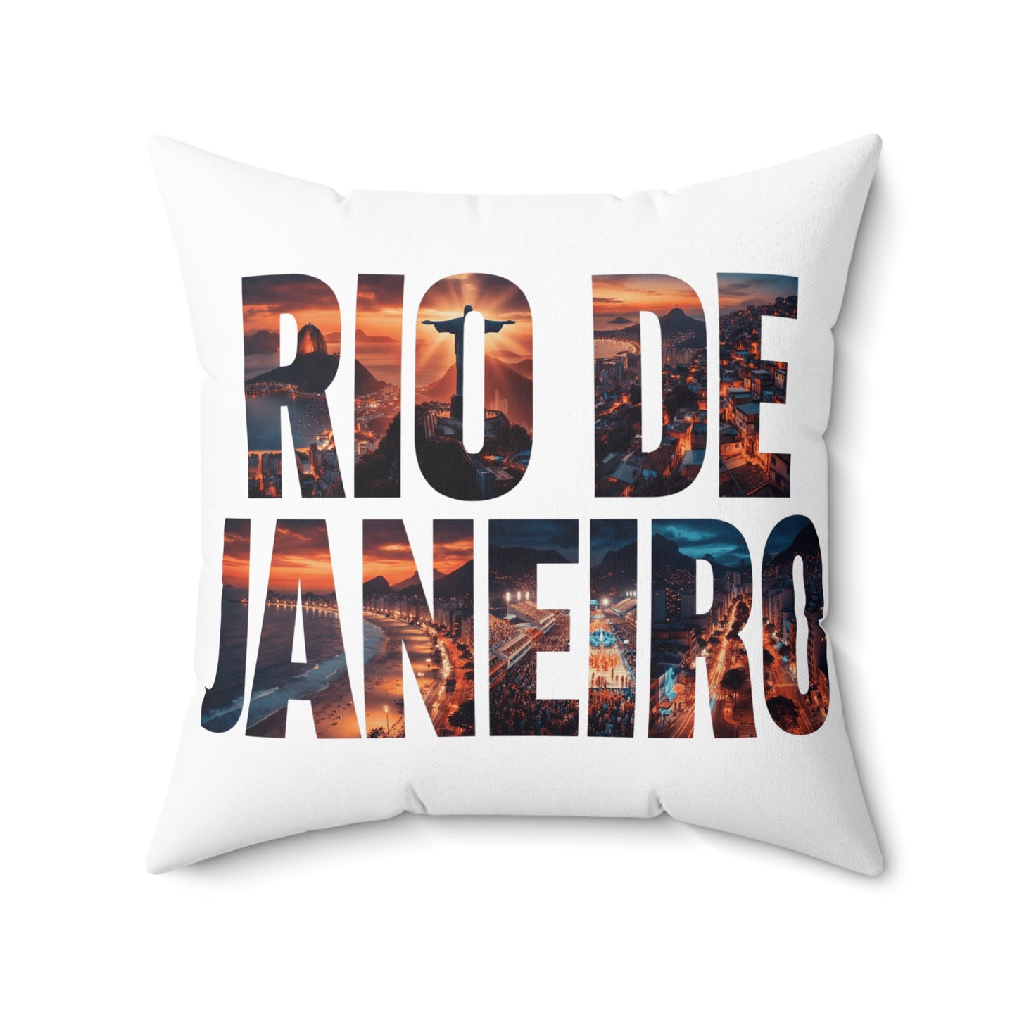 Rio de Janeiro Photo-Text Throw Pillow
