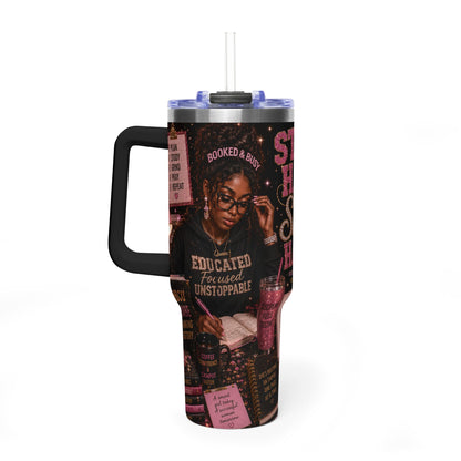 40oz Inspirational Study Tumbler — "Study Hard Shine Harder" Thermal Cup