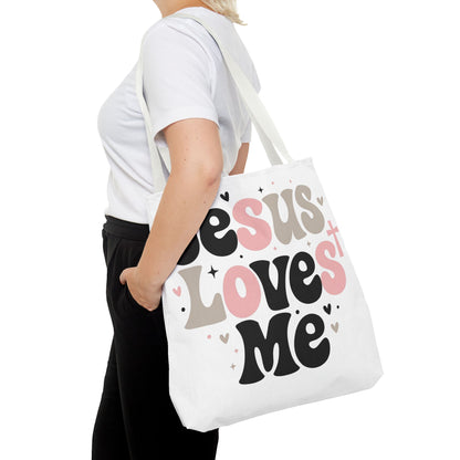 Jesus Loves Me Tote Bag - Faith-Inspired Christian Scripture Canvas Tote