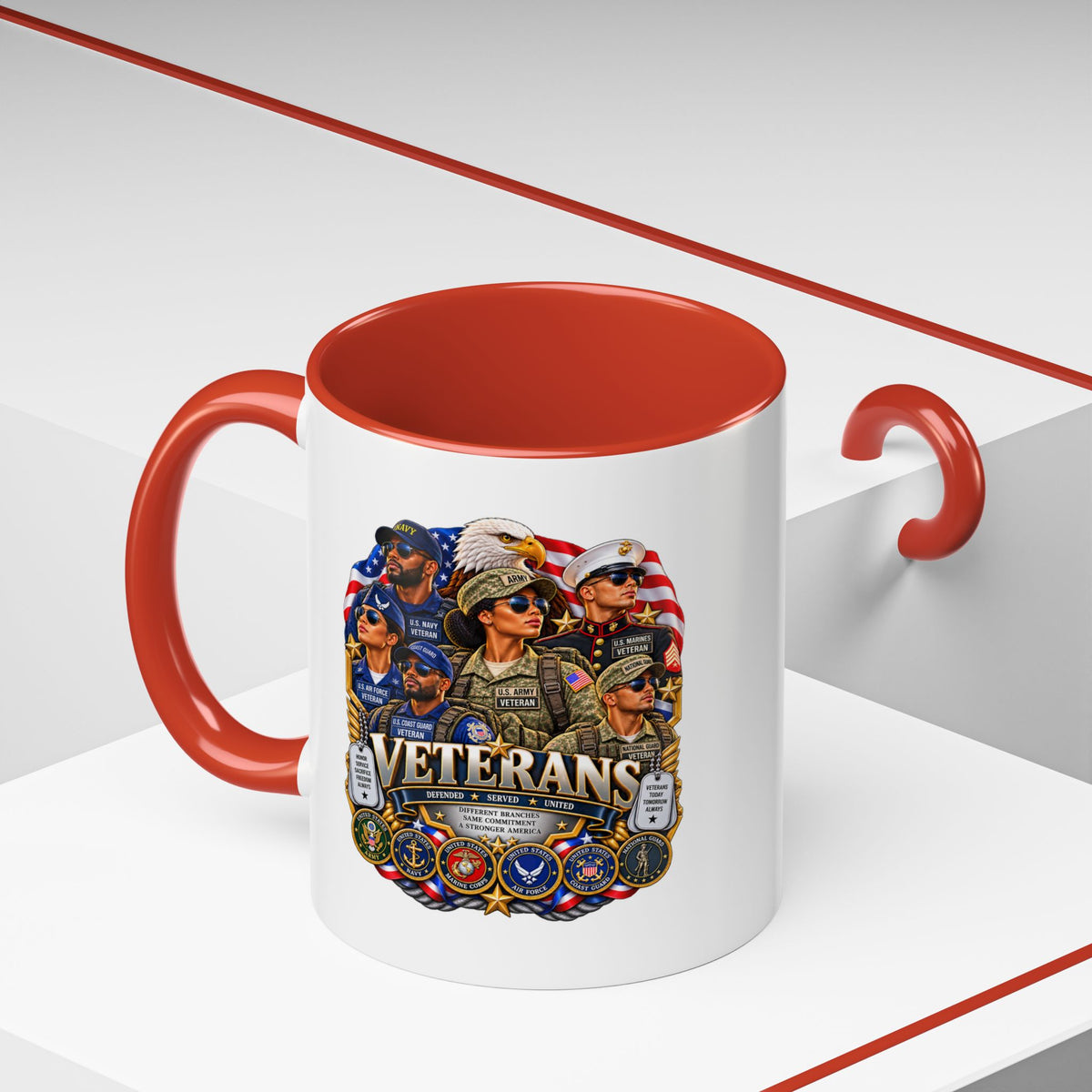 Veterans Tribute Accent Coffee Mug — Patriotic Military Veteran Gift (11/15oz)