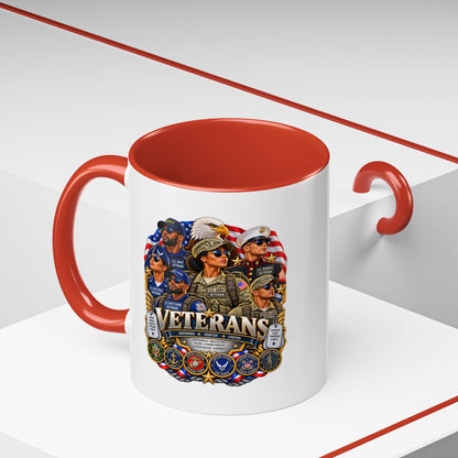 Veterans Tribute Accent Coffee Mug — Patriotic Military Veteran Gift (11/15oz)