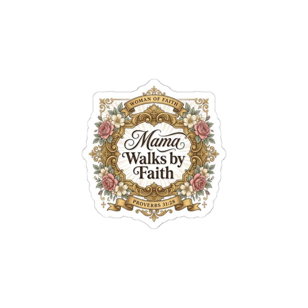 Mama Walks by Faith Sticker | minimalist mom life, cool mom streetwear