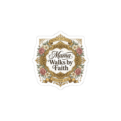 Mama Walks by Faith Sticker | minimalist mom life, cool mom streetwear