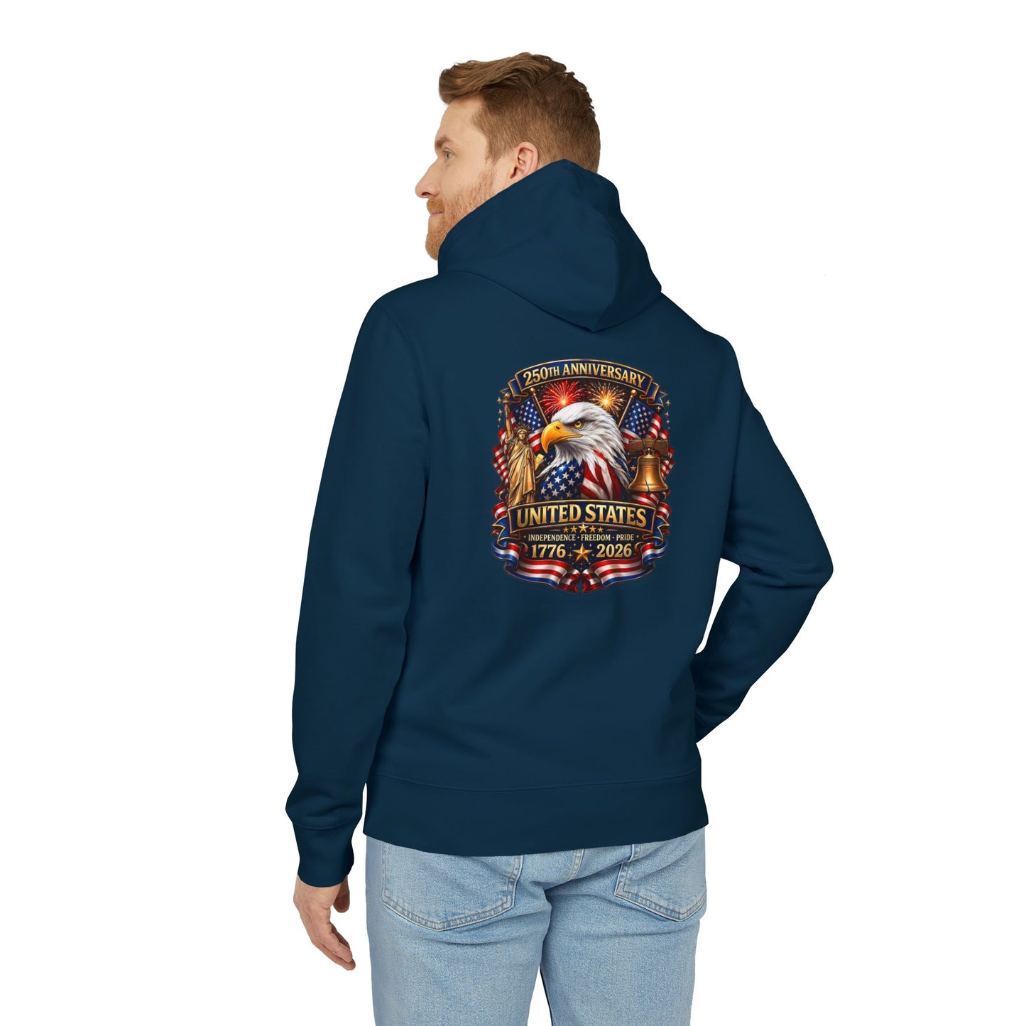 Patriotic Eagle Hoodie – "United States 1776–2026" American Flag Design