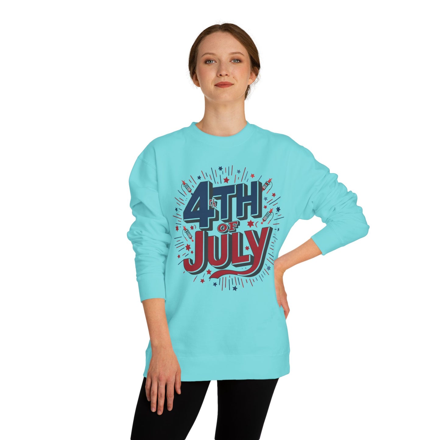 4th of July Crewneck Sweatshirt — Patriotic Fireworks Graphic
