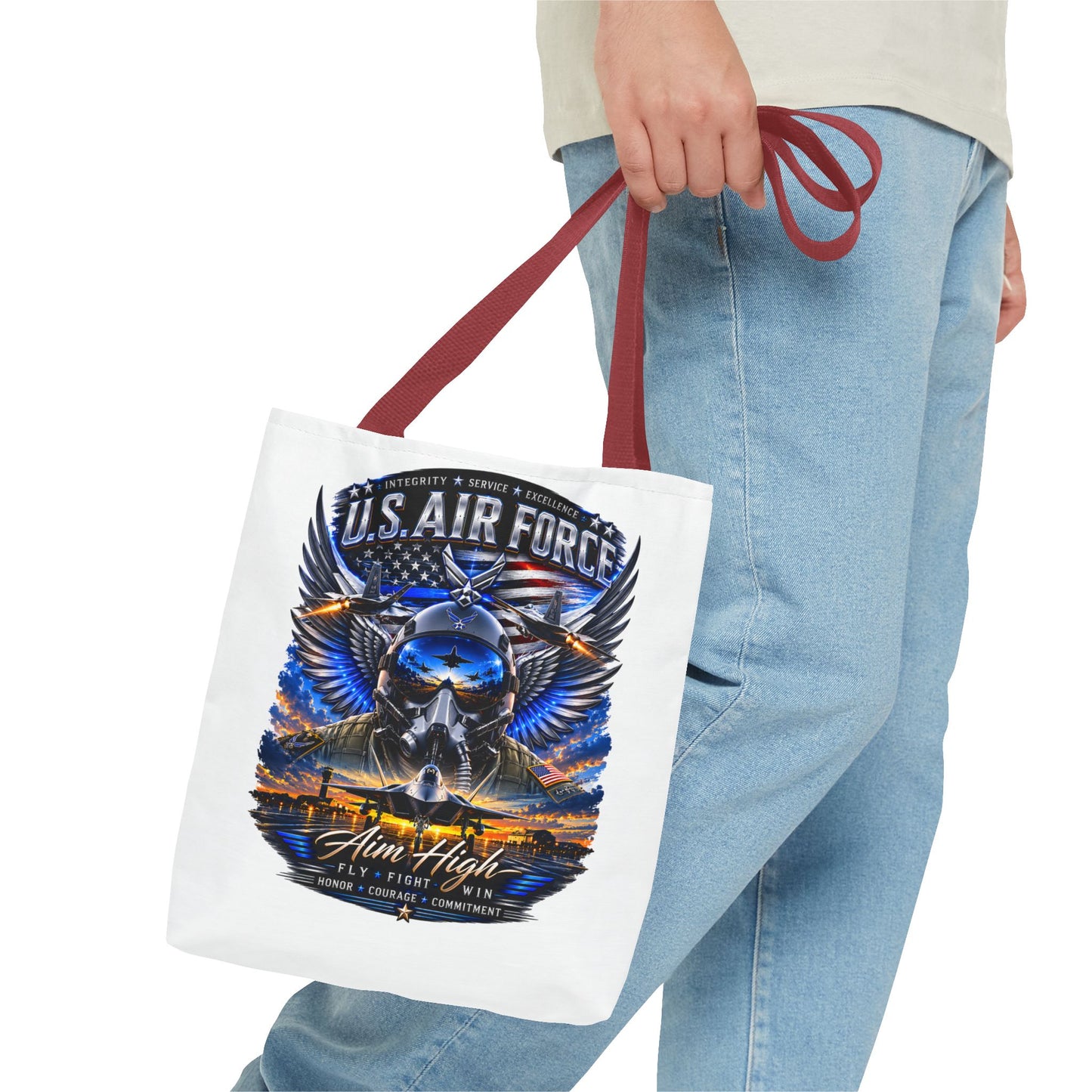 U.S. Air Force Aviator Tote Bag – 'Aim High' Military Pilot Design