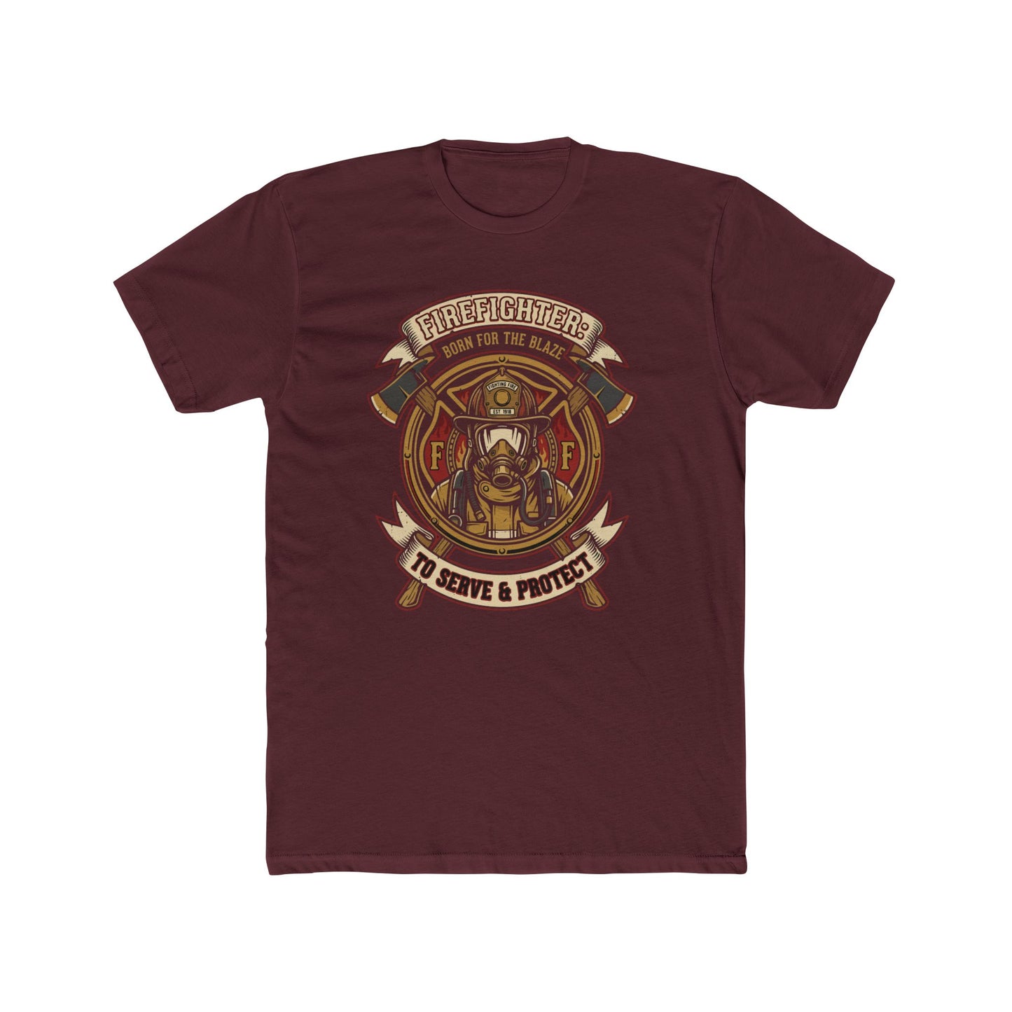 Firefighter Tribute Tee — 'To Serve & Protect' Helmet Maltese Cross Design
