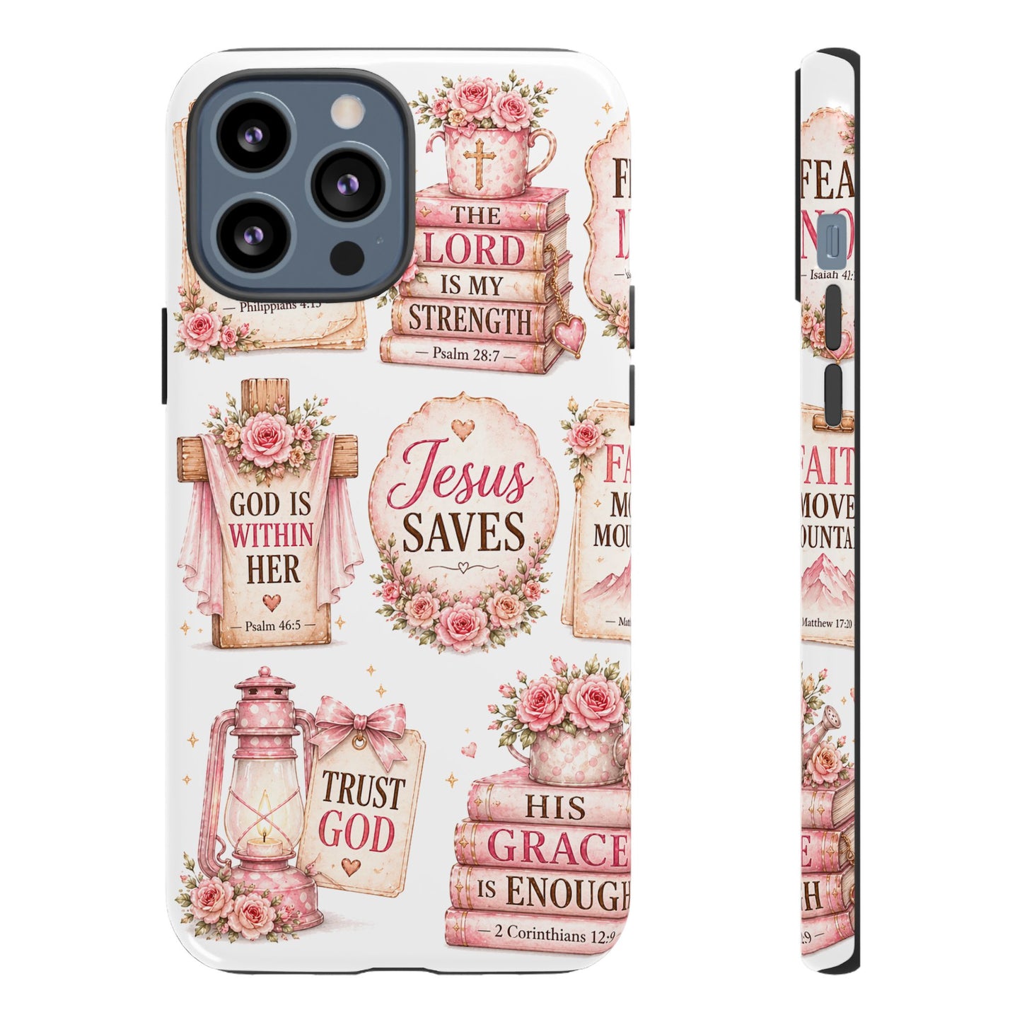 Faith Phone Case — 'Jesus Saves' Floral Christian Scripture iPhone Case
