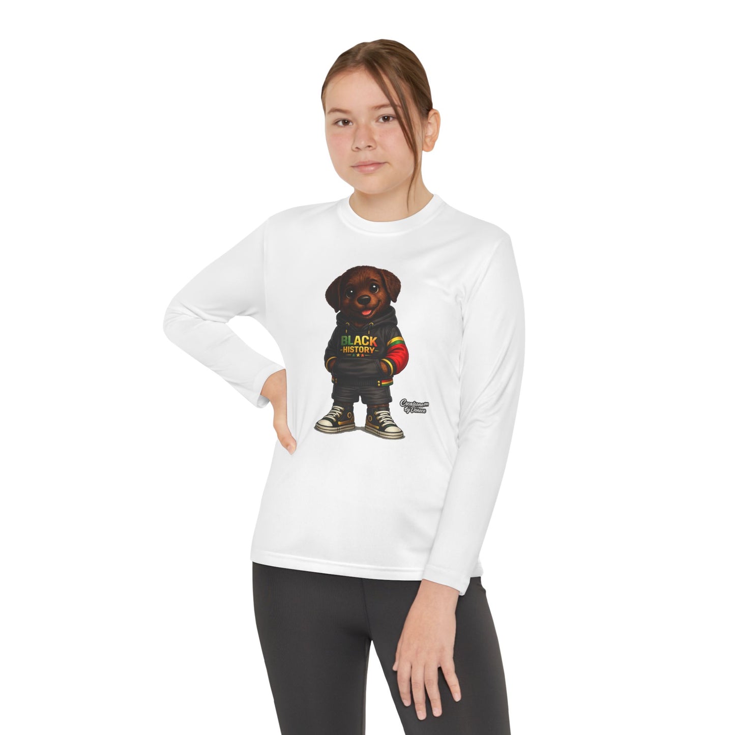Kids Long Sleeve Tee — Rasta Teddy 'Black Excellence' Graphic