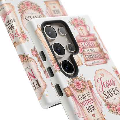 Faith Phone Case — 'Jesus Saves' Floral Christian Scripture iPhone Case