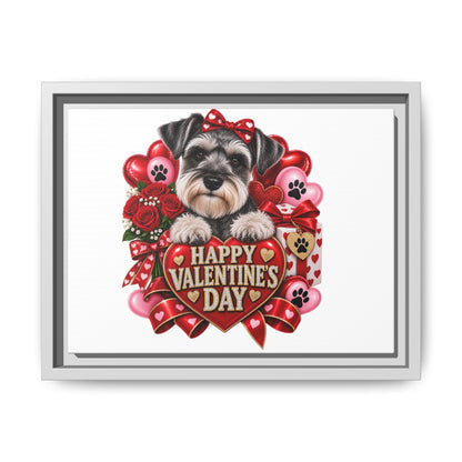 Valentine’s Day Schnauzer Framed Canvas