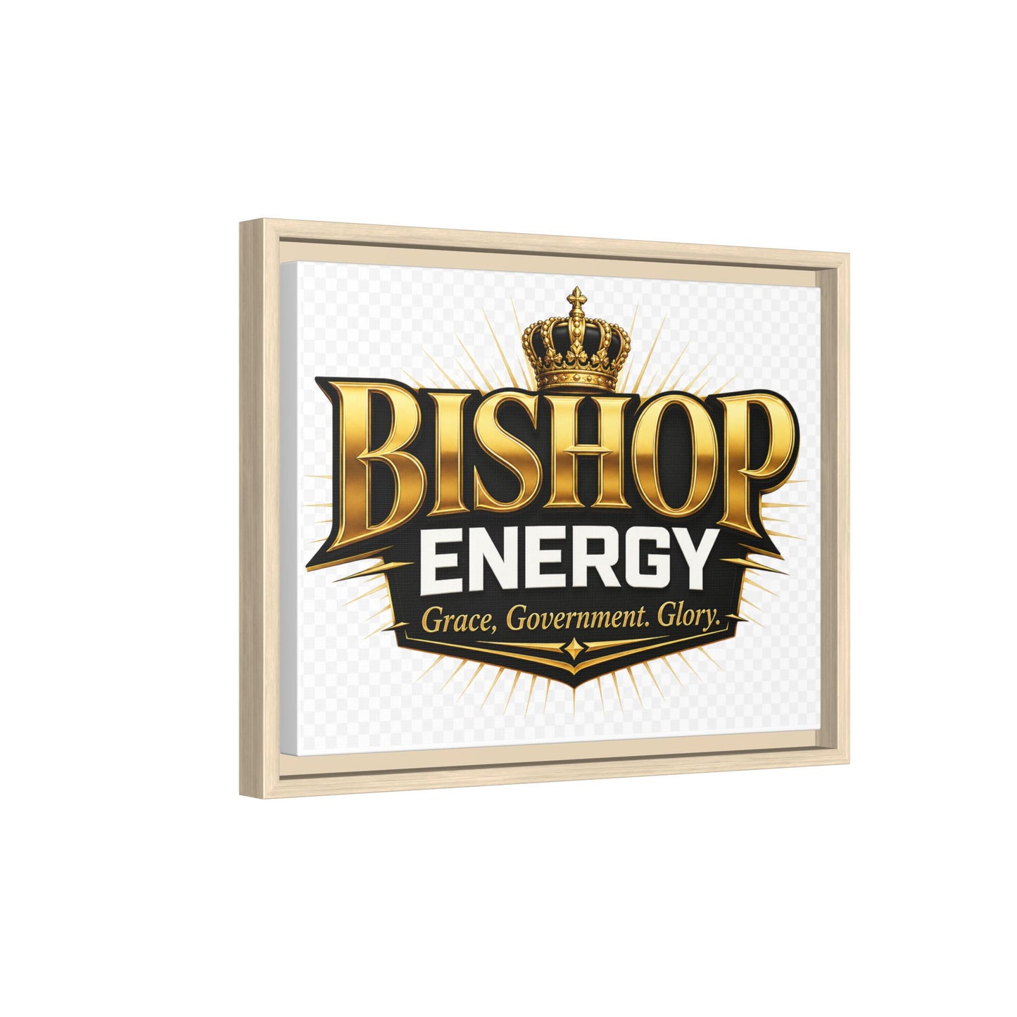Framed Canvas Art - "Bishop Energy" Gold Crown Logo (Matte)