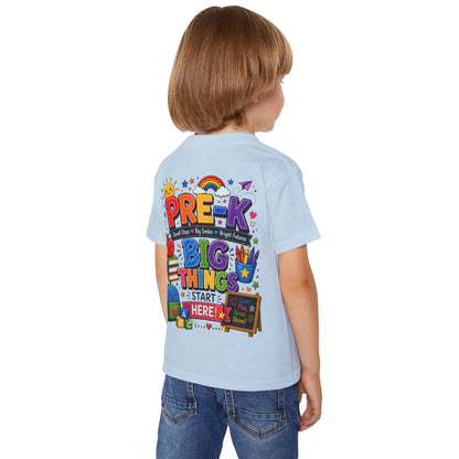 Toddler T-Shirt — "Pre-K Big Things Start Here" Back-to-School Shirt
