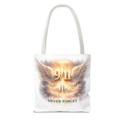 9/11 Memorial Tote Bag – 'Never Forget' Angel Wings Tribute