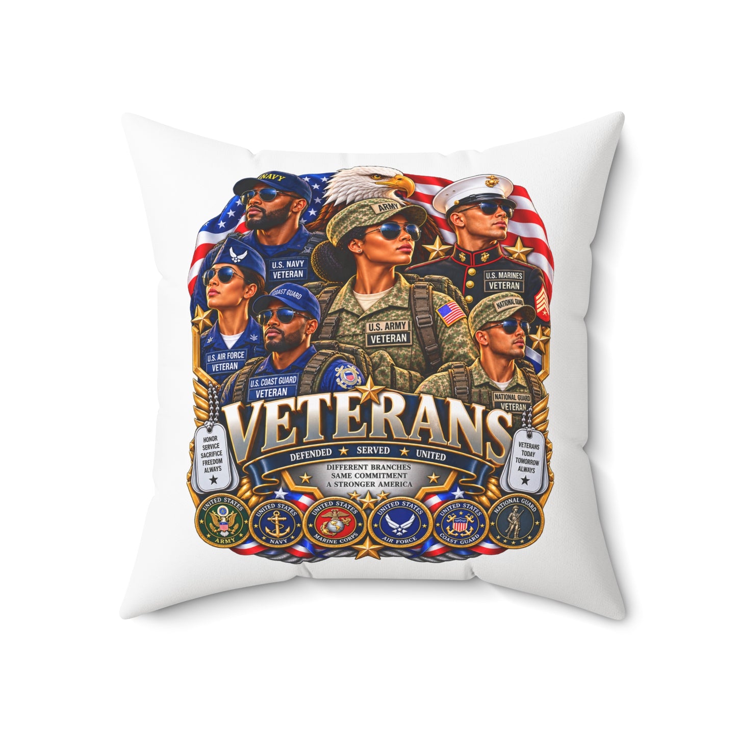 Veterans Tribute Pillow – Patriotic Military Veteran Throw Pillow
