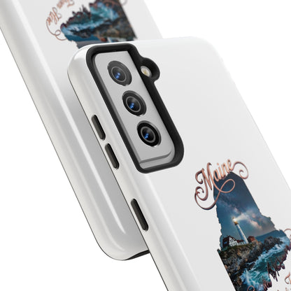 Maine Lighthouse Tough Phone Case — "Can't Get There From Here" State Silhouette