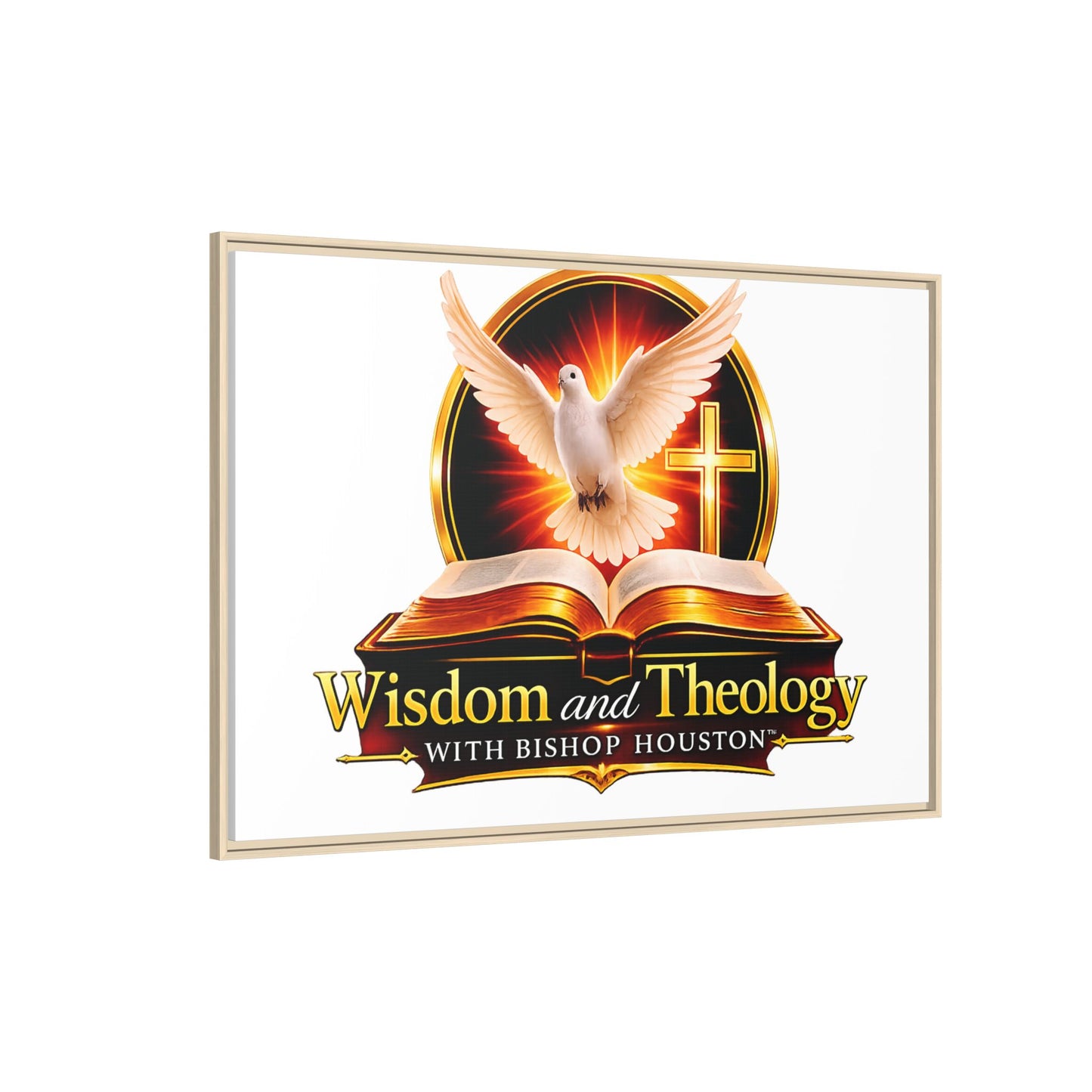 Framed Canvas Print — "Wisdom and Theology" Dove & Bible Wall Art