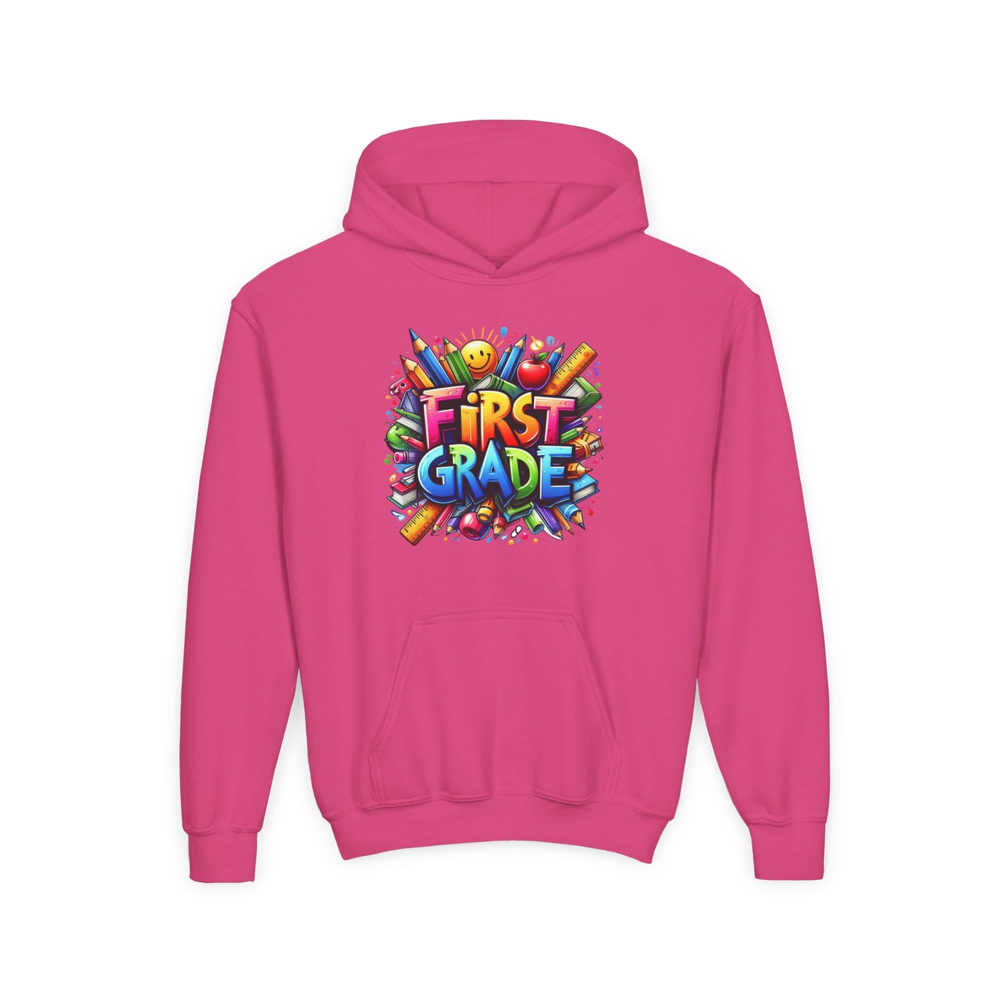 First Grade Kids Hoodie – Colorful Back-to-School Sweatshirt