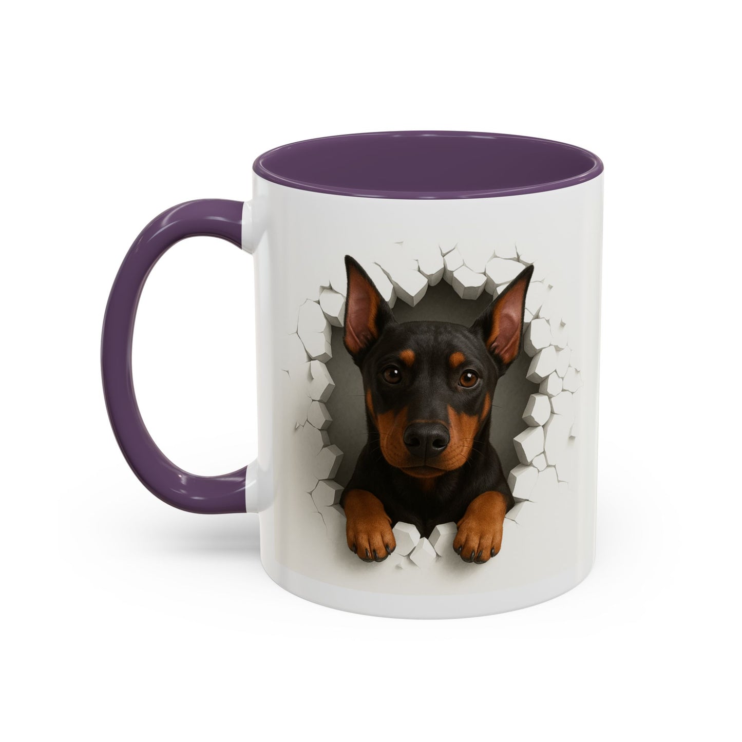 Doberman Peekaboo Accent Coffee Mug – Cute Dog Lover Gift (11/15oz)