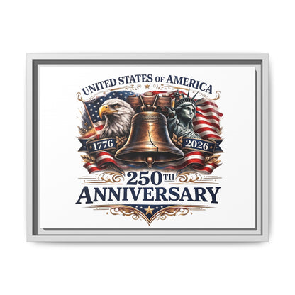 250th Anniversary Framed Canvas - United States of America Patriotic Liberty Bell Print
