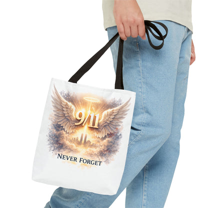 9/11 Memorial Tote Bag – 'Never Forget' Angel Wings Tribute
