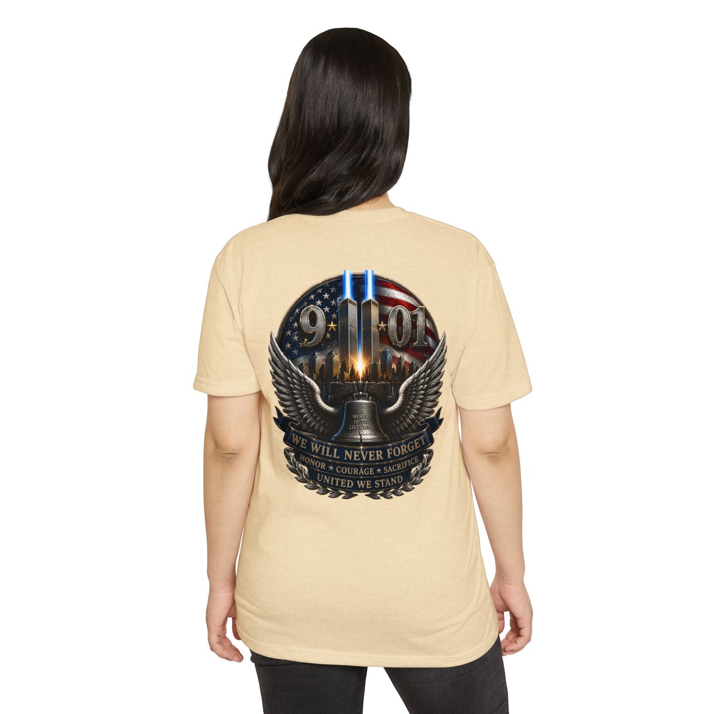 9/11 Never Forget Memorial T-Shirt — Twin Towers Tribute Tee