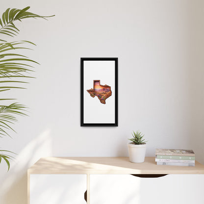 Framed Texas Landscape Matte Canvas — Desert Sunset State Art Print