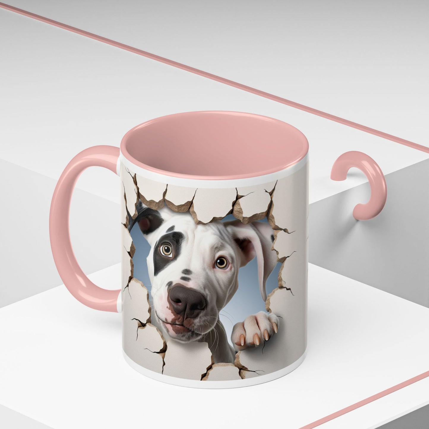 Pit Bull Peekaboo Accent Coffee Mug – Funny Dog Face Tear Design (11/15oz)
