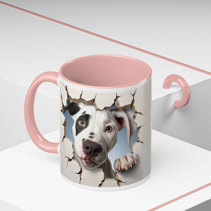 Pit Bull Peekaboo Accent Coffee Mug – Funny Dog Face Tear Design (11/15oz)