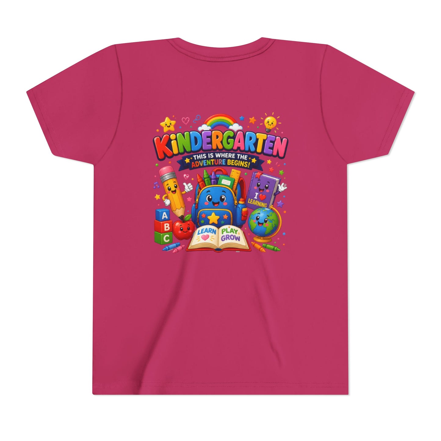 Kindergarten Kids T‑Shirt — 'Kindergarten: This Is Where the Fun Begins' Colorful Back-to-School Tee