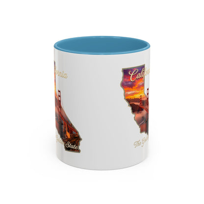 California State Shape Accent Mug – Golden Gate Sunset Coffee Cup (11/15oz)