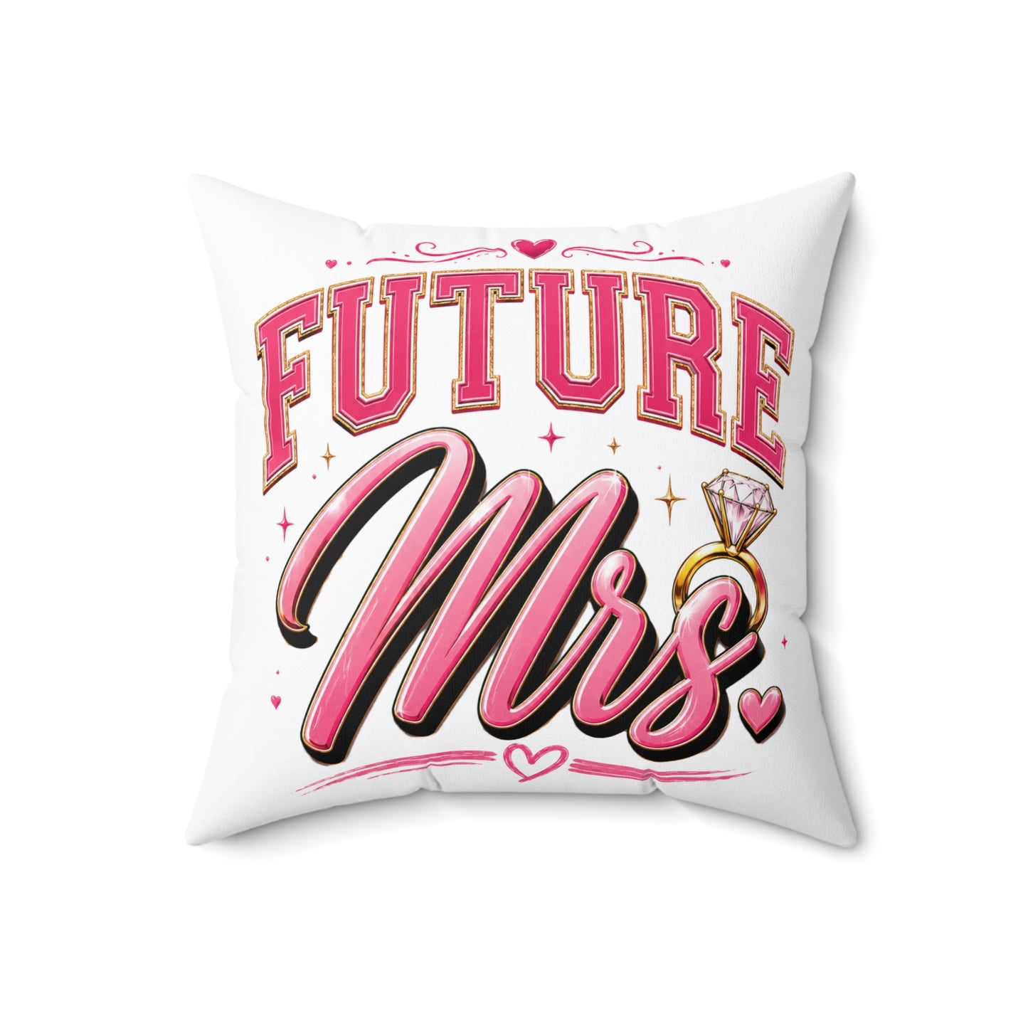 Future Mrs. Decorative Pillow — Bridal Engagement Ring Accent Cushion