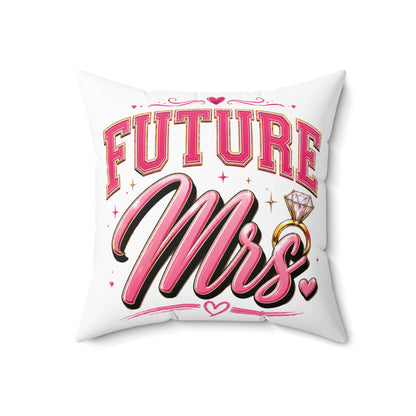 Future Mrs. Decorative Pillow — Bridal Engagement Ring Accent Cushion