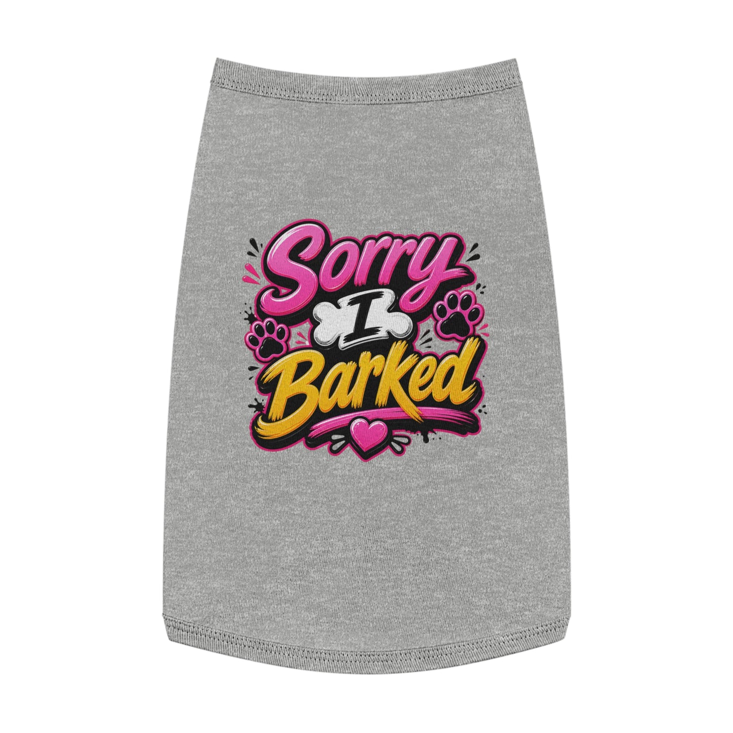 Dog Tank Top — “Sorry I Barked” Cute Paw Print Pet Shirt