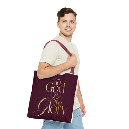 To God Be The Glory Burgundy Tote Bag — Inspirational Christian Scripture Tote
