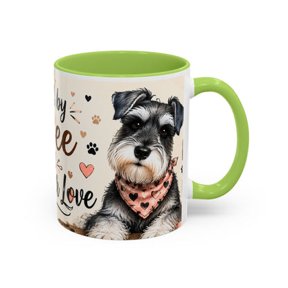 Fueled by Coffee and Schnauzer Love Accent Mug — Dog Lover Coffee Cup (11/15 oz)