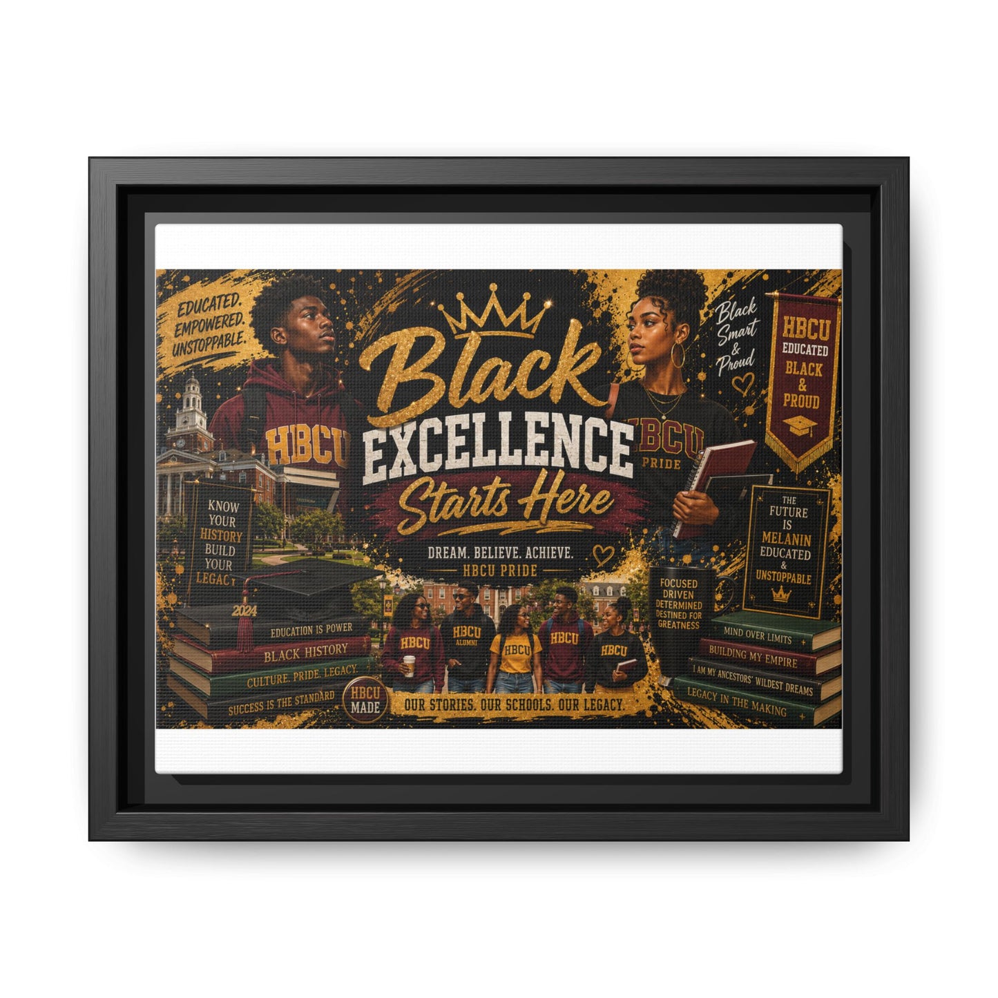 Black Excellence Starts Here Framed Canvas