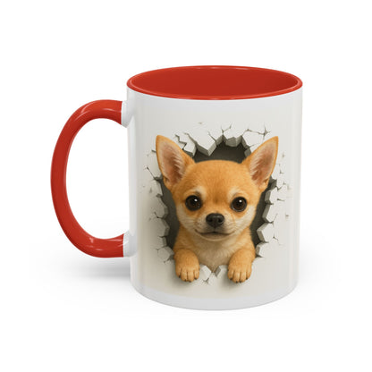 Chihuahua Peek-A-Boo Accent Coffee Mug – Cute Dog Lover Gift (11/15 oz)