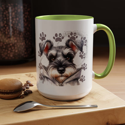 Schnauzer Paw Print Accent Coffee Mug (11/15oz)