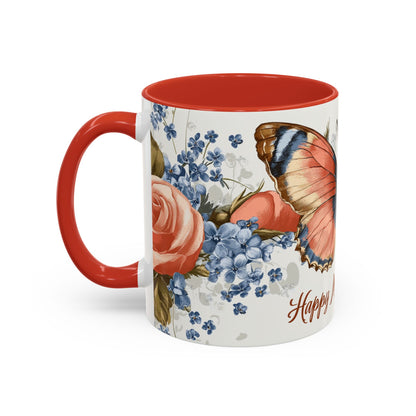 Mother's Day Butterfly Coffee Mug - 'Happy Mother's Day' Floral Accent Mug