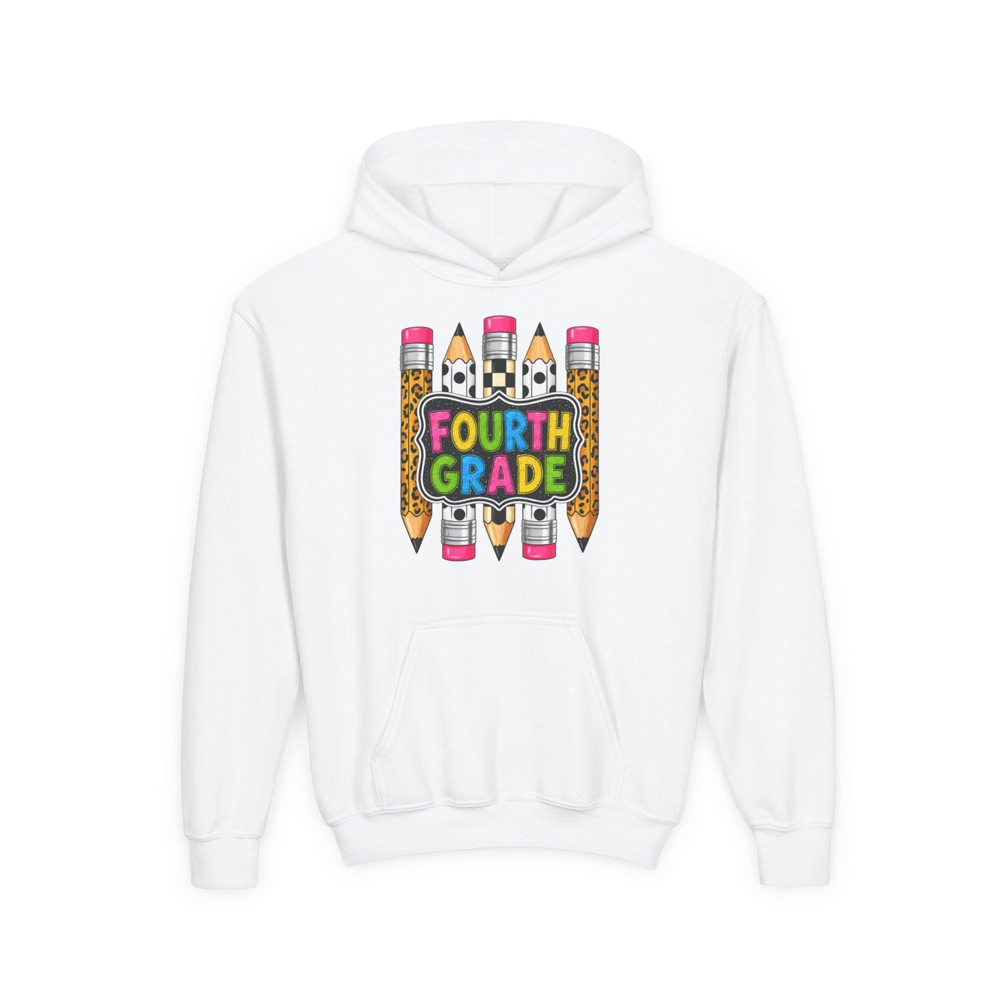Fourth Grade Kids Hoodie — Colorful Pencil School Sweatshirt