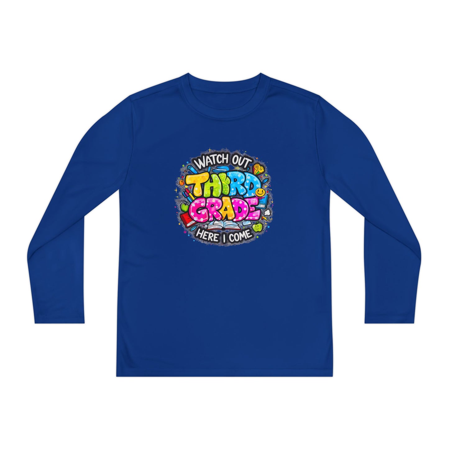 Youth Long Sleeve Tee — "Watch Out Third Grade Here I Come" Back-to-School Shirt