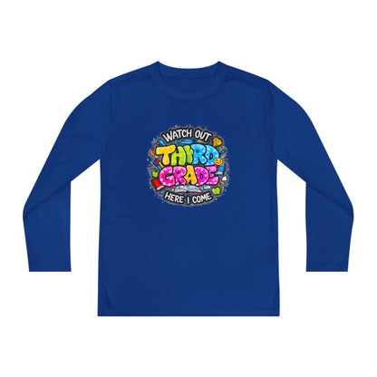 Youth Long Sleeve Tee — "Watch Out Third Grade Here I Come" Back-to-School Shirt
