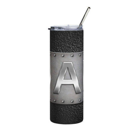 Steel Rivet Monogram Tumbler — 20oz Stainless Insulated Cup (Letter A/D)